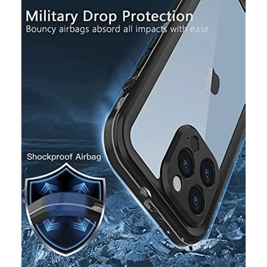 Full Sealed Clear IP68 Waterproof Case For iPhone 16 15 14 Plus 13 12 11 Pro Max Mini XS XR X Shockproof Cover Screen Protector