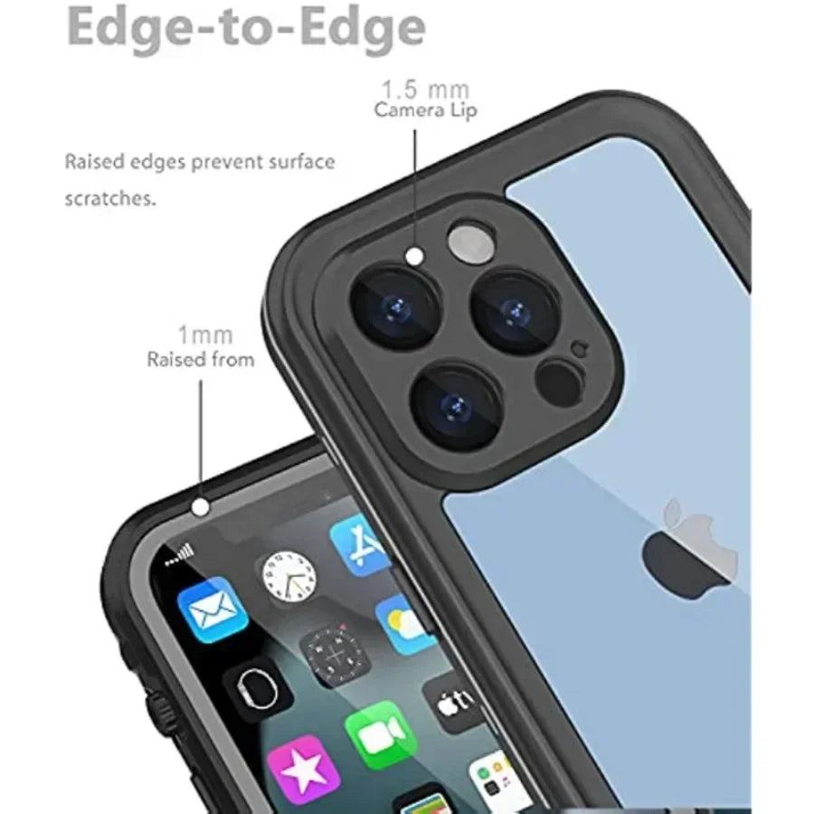 Full Sealed Clear IP68 Waterproof Case For iPhone 16 15 14 Plus 13 12 11 Pro Max Mini XS XR X Shockproof Cover Screen Protector