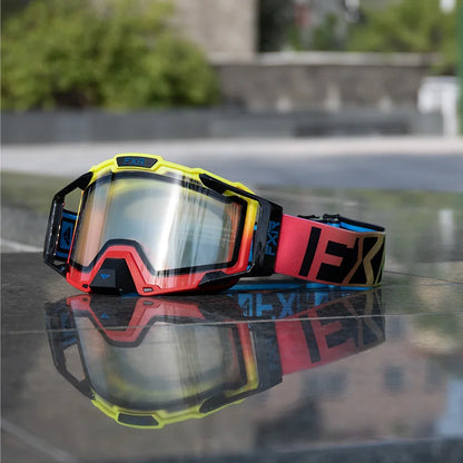 FXR Motorcycle Glasses Double Layer Anti Fog Lens Motocross Goggles Dirt Bike ATV Ski Goggles Moto Outdoor Cycling Sunglasses