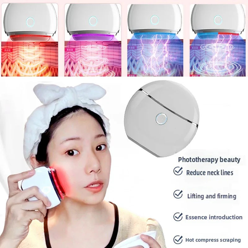 Face Skin Care Machine Electric Scraping Instrument Neck Face Lift EMS Micro Current Vibration Heating Household Beauty Device