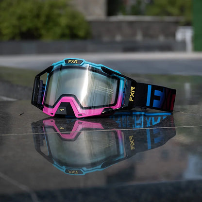 FXR Motorcycle Glasses Double Layer Anti Fog Lens Motocross Goggles Dirt Bike ATV Ski Goggles Moto Outdoor Cycling Sunglasses