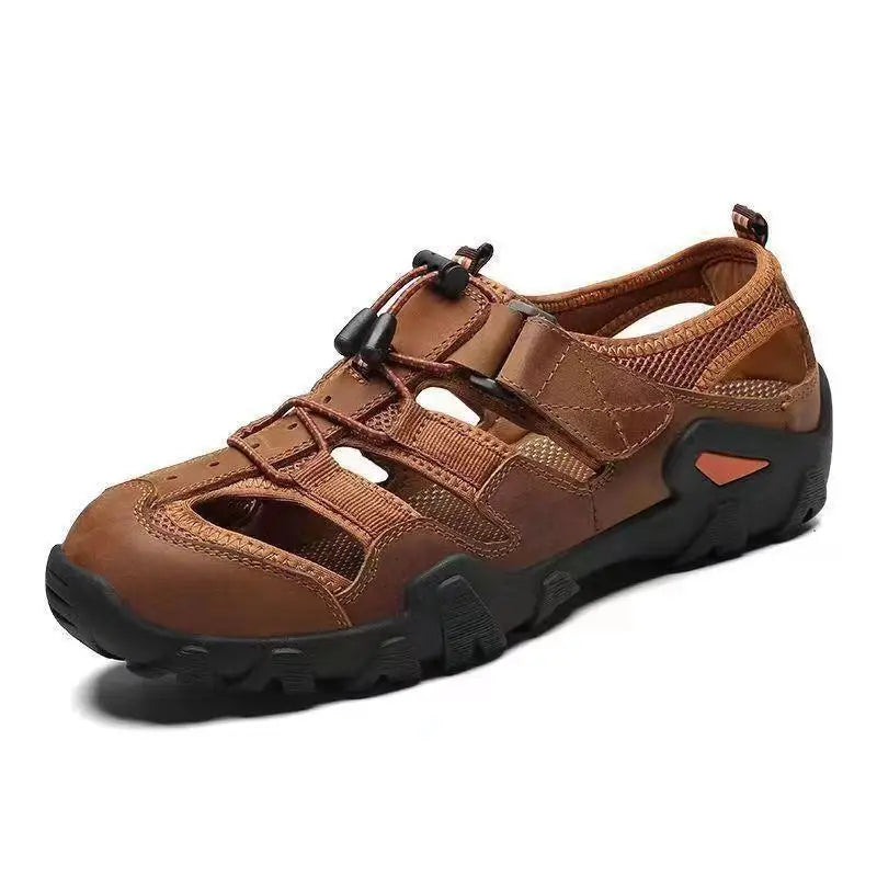 New Summer Mens  Sandals Genuine Leather Antiskid Breathable Outdoor Sandalias Trekking Casual Beach Shoe Male Loafers Big Size