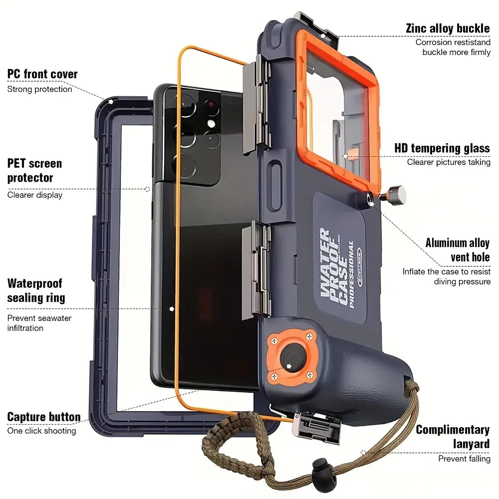 Waterproof Phone Case Holsters & 15m Diving 50ft Swimming Premium Protective Housing & Lanyard For iPhone Samsung 6.8