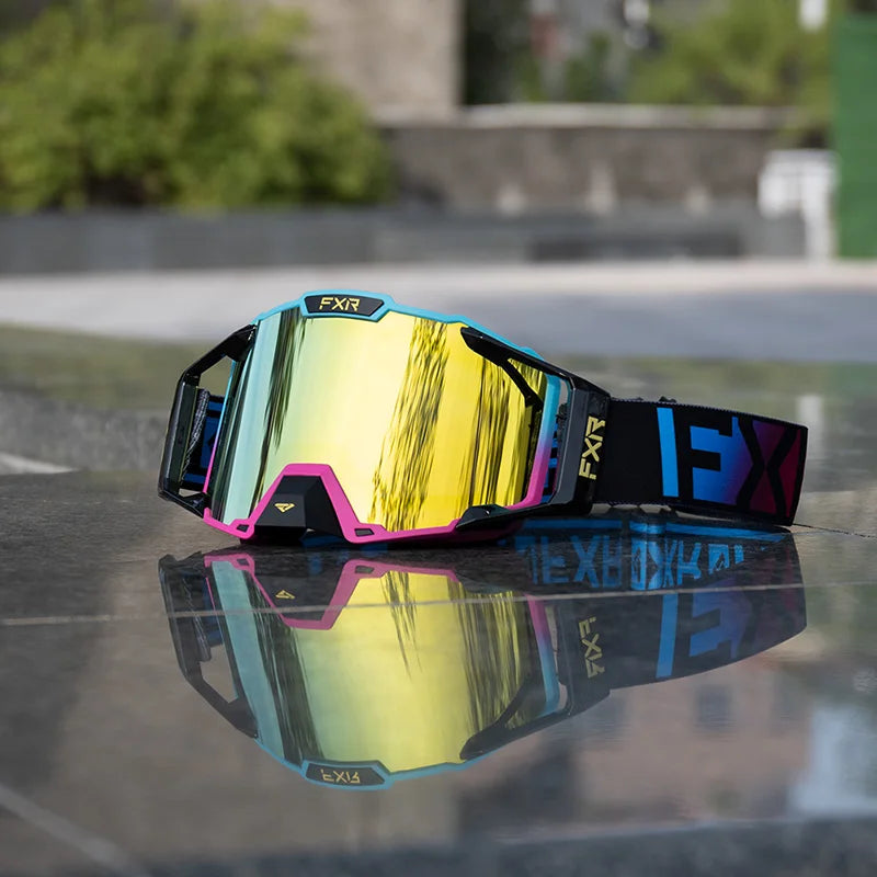FXR Motorcycle Glasses Double Layer Anti Fog Lens Motocross Goggles Dirt Bike ATV Ski Goggles Moto Outdoor Cycling Sunglasses