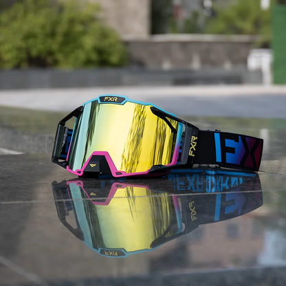 FXR Motorcycle Glasses Double Layer Anti Fog Lens Motocross Goggles Dirt Bike ATV Ski Goggles Moto Outdoor Cycling Sunglasses