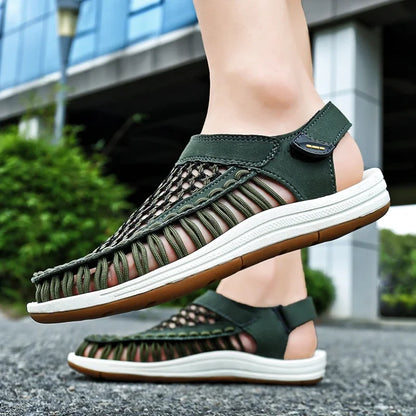 Men Trendy Sandals Breathable Large Size Round Head Solid Colour Slippers Non-slip Casual Beach Lightweight Shoes Zapato Hombre