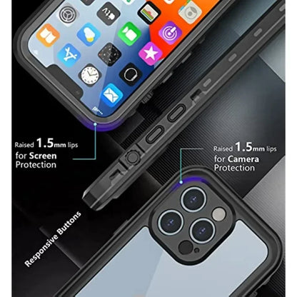 Full Sealed Clear IP68 Waterproof Case For iPhone 16 15 14 Plus 13 12 11 Pro Max Mini XS XR X Shockproof Cover Screen Protector